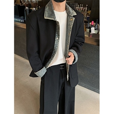 假两件牛仔西装外套潮牌夹克休闲百搭西服外套B289-XZ8228-P135，男装夹克，电商B289-1