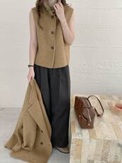 韩系简约西装款双面羊毛送马甲高品质，女装羊绒大衣，依嘟服饰