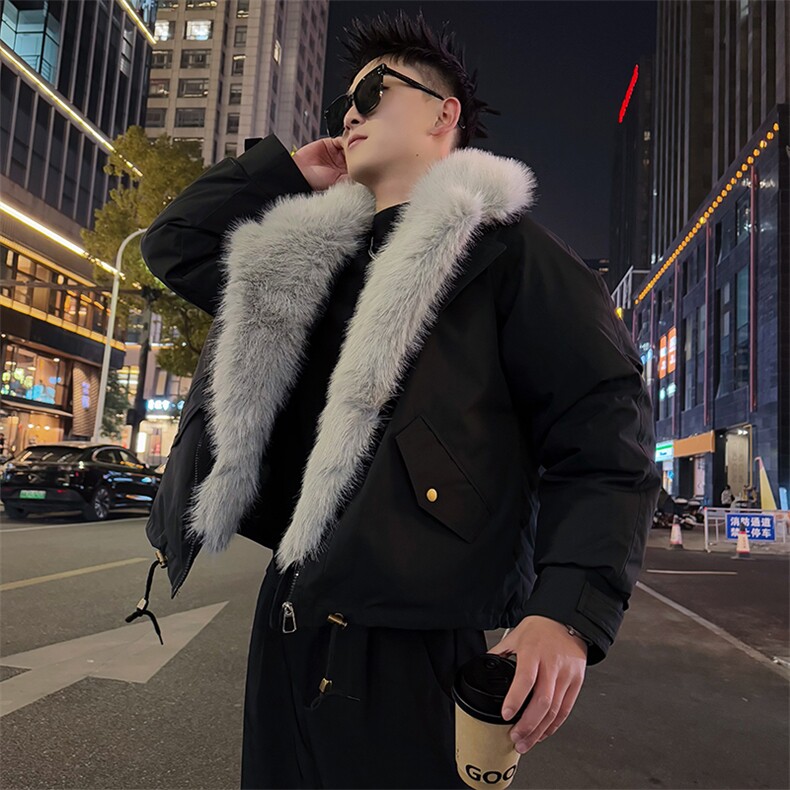 AY150/P148控188冬季社会小伙座山雕保暖派克服大毛领毛衣男黑首，男装针织衫/毛衣，星座305B-1