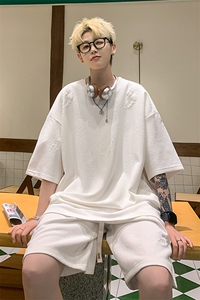 量大优  供视频 新中式龙纹提花短袖T恤男 XH62-特p20图片