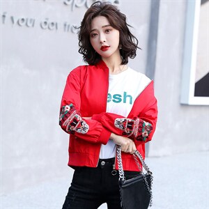 现货现发2024年春秋季新款百搭时尚刺绣棒球服外套,女装短外套,美沁