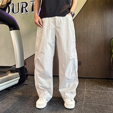 K20515-P68夏季激光打孔网眼透气速干裤子男潮流宽松直筒弯刀裤，男装休闲裤，电商A368