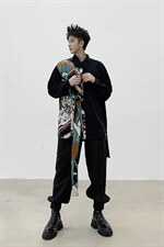 小众设计师款个性不规则印花系飘带衬衣男长袖H1016P65，男装衬衫，星座1114（原A254）