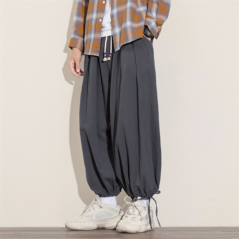 2021秋新白墙日系大码男冰丝亚麻棉麻风九分休闲裤K2076P35,男装休闲裤,电商A001