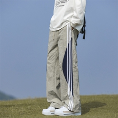 2025夏季新款条纹休闲长裤男潮牌百搭宽松冲锋裤现货K8085-P38，男装休闲裤，星座512-3
