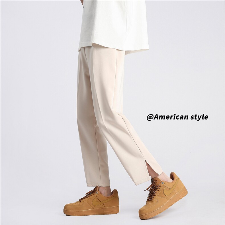 宽松通勤直筒西裤男简约薄款黑色极简风垂感休闲长裤K7008-特价41，男装西裤，电商A007-1