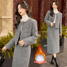 2025年冬季小香风加厚90羽绒套装两件套女韩系时尚套装淑女显瘦，女装套装/套裙，韩宇舍