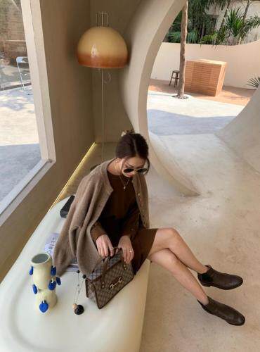 侧系带连衣裙，女装连衣裙，HE