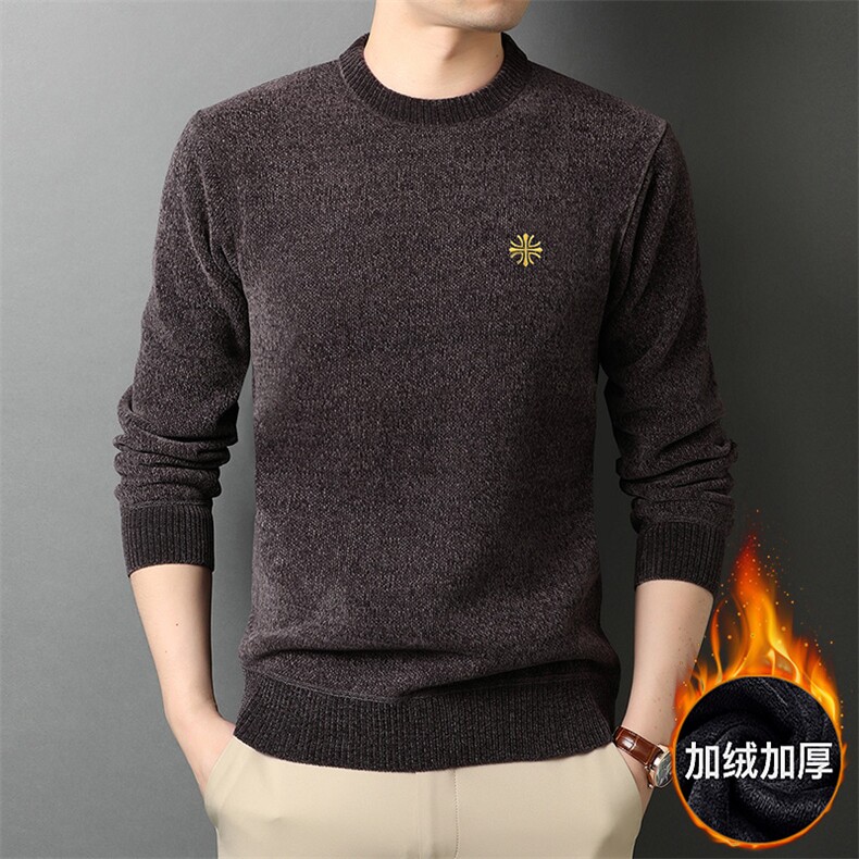 GRYH025男士秋冬毛衣打底衫休闲商务雪尼尔保暖加绒上衣针织衫P75,男装针织衫/毛衣,钱塘6003（原4033）
