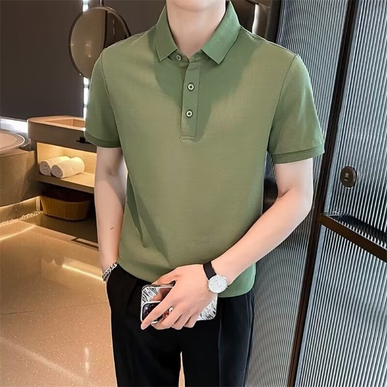 翻领短袖polo衫男潮牌夏季t恤韩版修身潮流T2025新款休闲体恤上衣,男装衬衫,星座506A