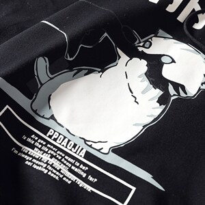 2021秋季新日系大码猫咪印花休闲连帽套头卫衣男W635-P50图片