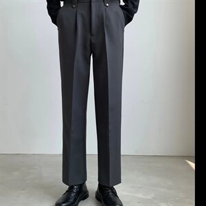 小西裤男九分直筒宽松休闲裤子男士高级垂感黑色西装裤图片