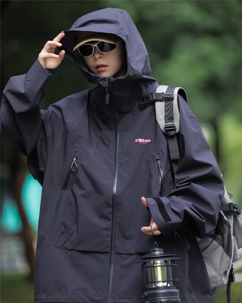 春秋新款户外冲锋衣美式宽松机能连帽外套百搭潮牌防风夹克男,男装夹克,星座716-3