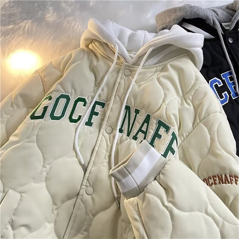菱形格棉服男款冬季加厚棉衣美式复古棒球服青少年外套冬装棉袄子,男装棉衣,星座506A