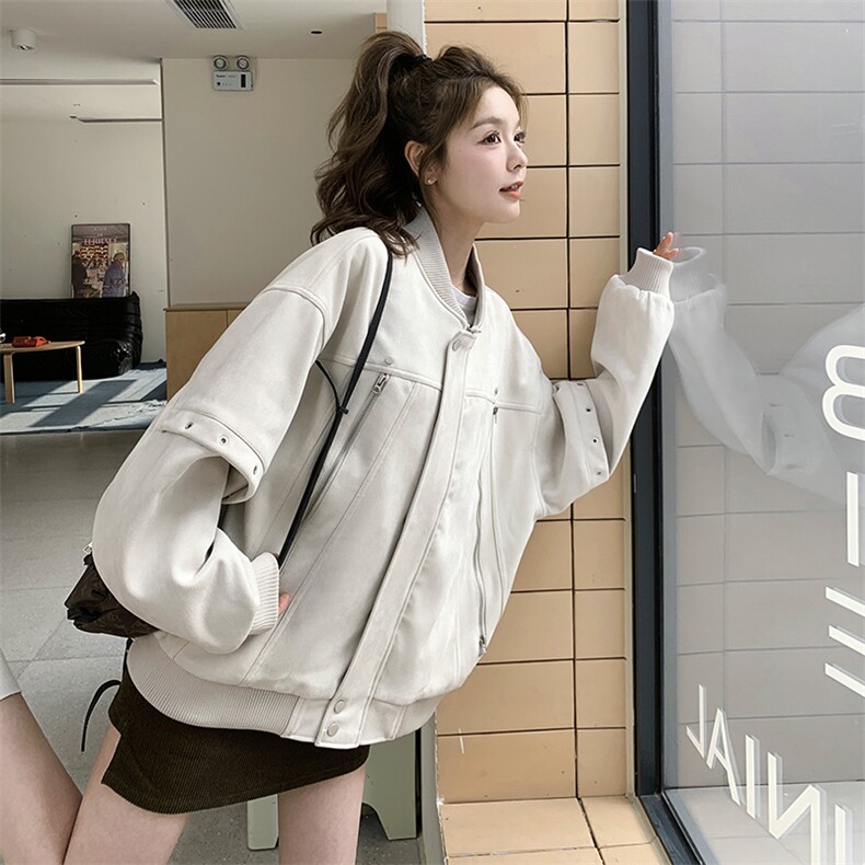 现货大拉链麂皮外套2509P155控228,女装短外套,2C201