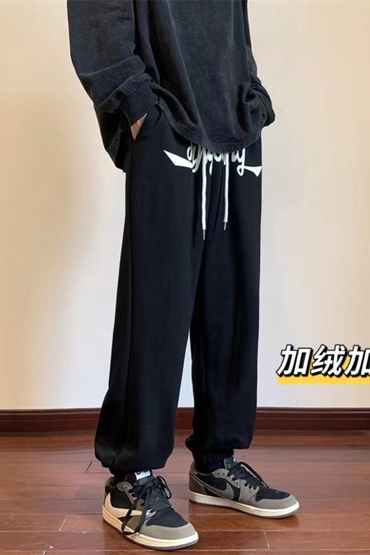 秋冬数据款加绒加厚束脚印花卫裤50%棉XZ604-KP80JR-P65控78,男装休闲裤,星座604