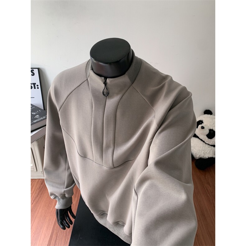 W8596P55控88假模高品质曼巴棉360克拼接个性半高拉链卫衣,男装卫衣,电商B205