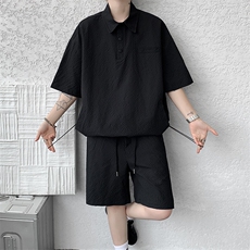 8XL-M日系工装短袖衬衫男夏季POLO衫t恤休闲运动套装TZ38004特P55，男装Polo衫，电商B312
