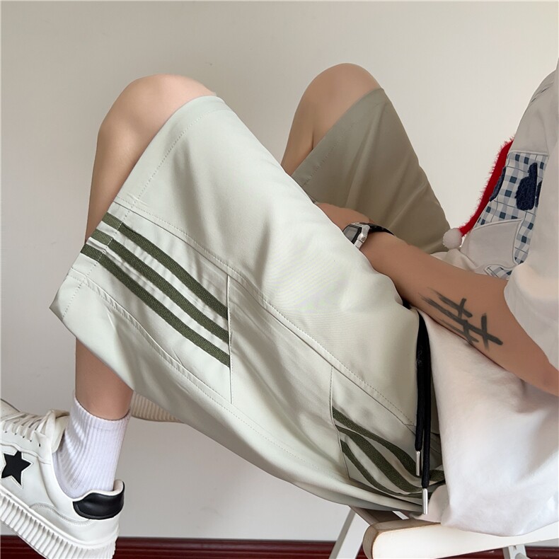 夏季新款潮流条纹设计凉感冰丝宽松短裤B315-K25423-特p25控48,男装牛仔裤,电商B315