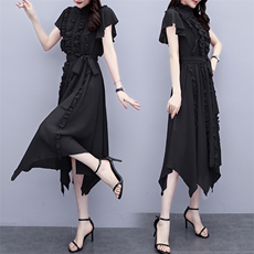2021夏季新款名媛气质淑女大摆裙系带雪纺连衣裙，女装连衣裙，艾仟回(原伊仟回)