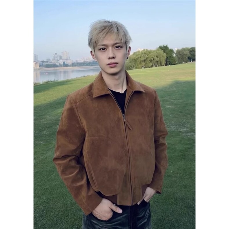 美拉德短款工装外套男秋季麂皮绒夹克网B136-P67,男装夹克,星座910-1