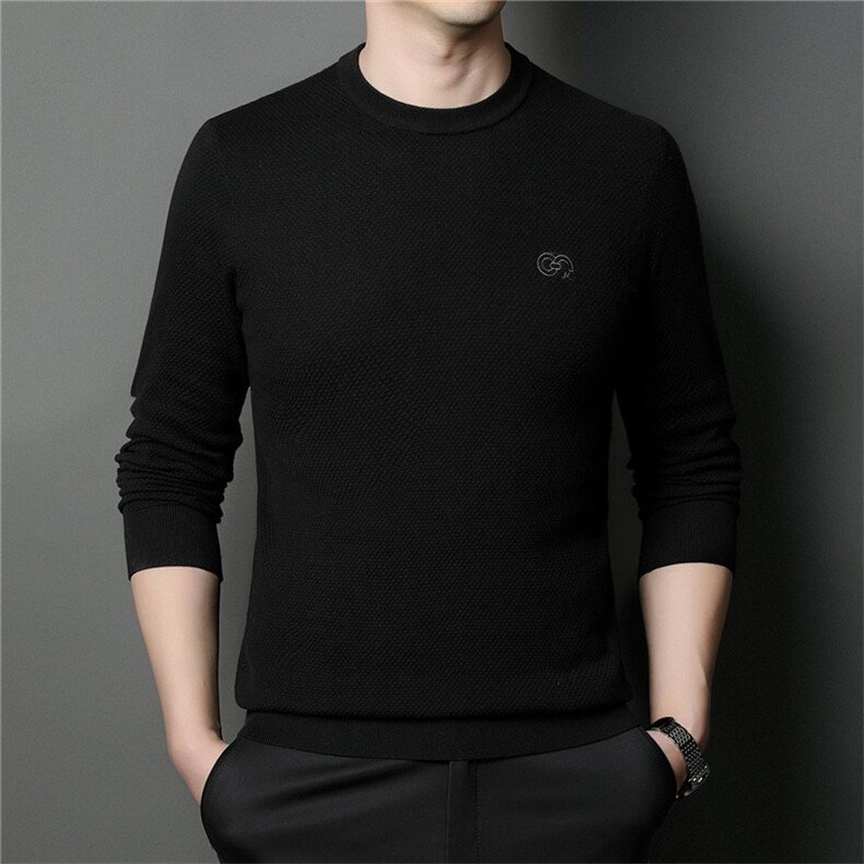 男士2023年春季新款百搭针织T恤男长袖商务休闲体恤男装,男装针织衫/毛衣,电商B360