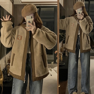 羊羔绒外套女冬季加绒加厚宽松学生羊羔毛棉服保暖棉衣C549-P120
