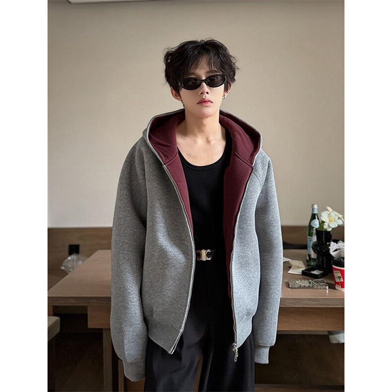 抖音得物品质26春装美式高街重磅结构双层双面卫衣开衫外套XS107，女装短外套，电商A486