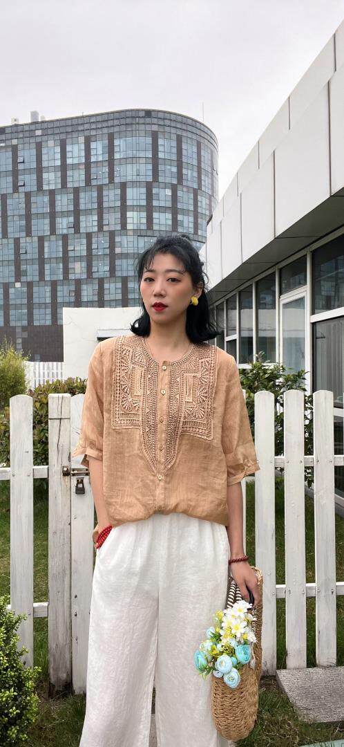 纯苎连衣裙小衫裤子裙子衬衣 时尚风 风淑女风休闲风，女装连衣裙，川哲