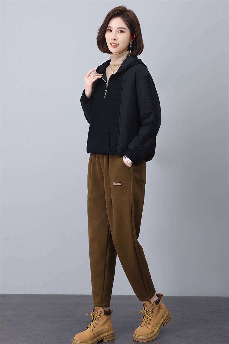 叶笙衣套装6561-530拼接连帽加棉两件套休闲加绒加厚卫裤,女装套装/套裙,叶笙衣