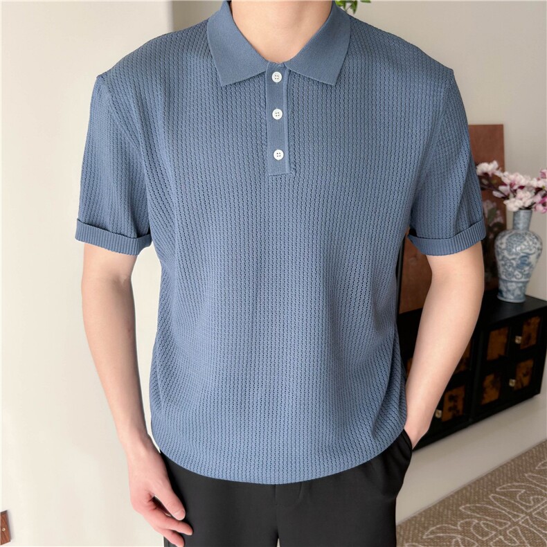 春夏男装翻领POLO衫针织衫冰丝凉爽透气纯色B3004-P55图片