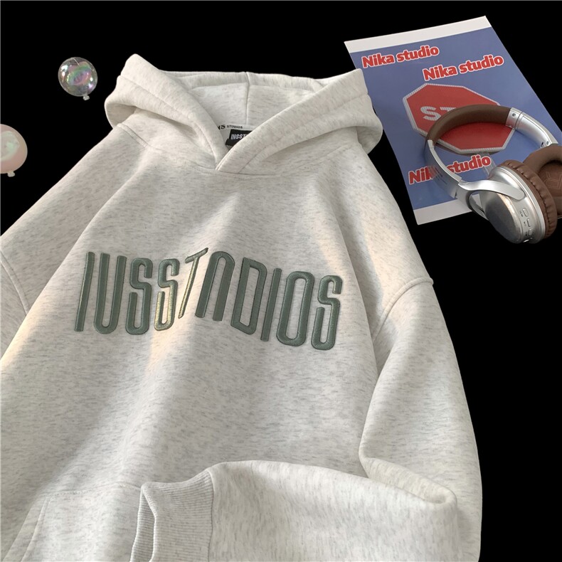 主推港风新款男百搭套头字母连帽卫衣P60-控78,加绒P65-控88，男装卫衣，电商D309