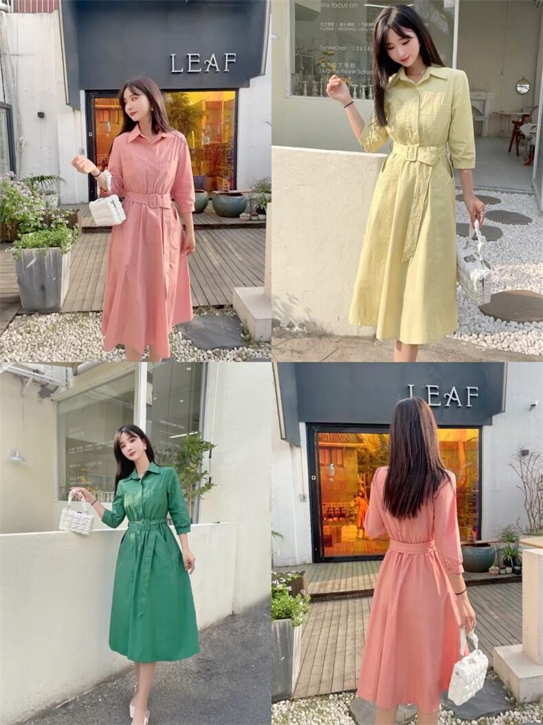 夏季收腰连衣裙，女装连衣裙，吉之红