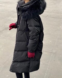 韩版大毛领羽绒服图片