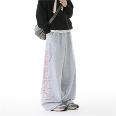 秋季新款美式潮流字母印花设计感宽松卫裤B315-K25815-特p40控78，男装休闲裤，电商B315