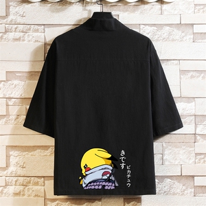 HF59036-P40风汉服男开衫外套七分袖道袍 砖墙挂拍图片