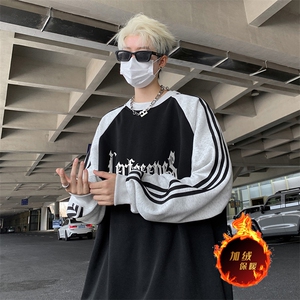抖音得物供货 提供视频秋冬重磅美式宽松织带圆领卫衣07163图片