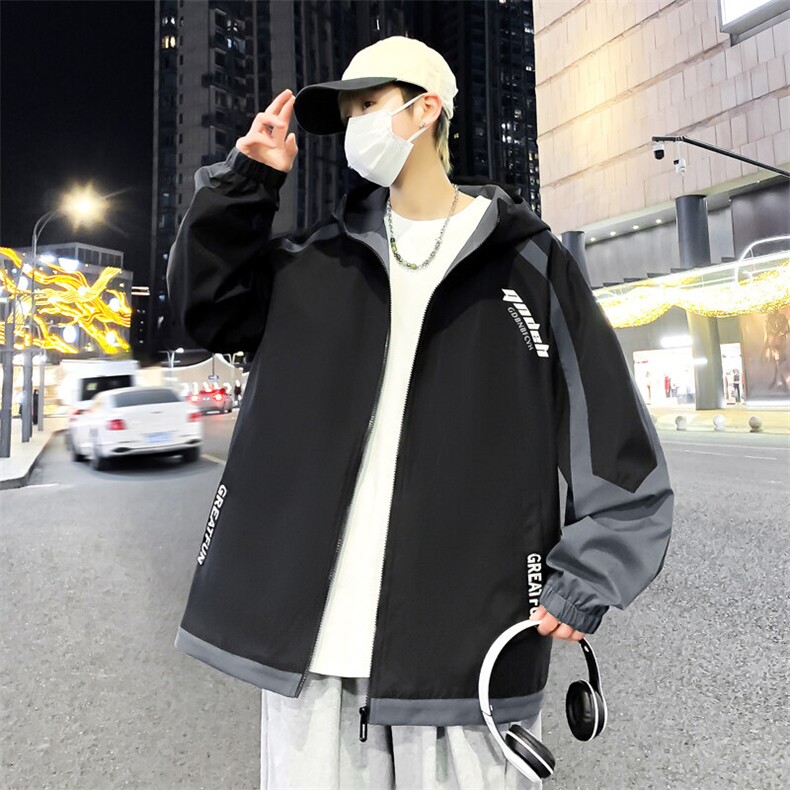 港风夹克男士宽松时尚休闲连帽夹克外套上衣XZ310B-JK102-P50,男装夹克,星座310B