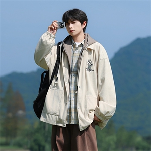 JK853-P75 秋季新款大码灯芯绒假两件夹克外套图片