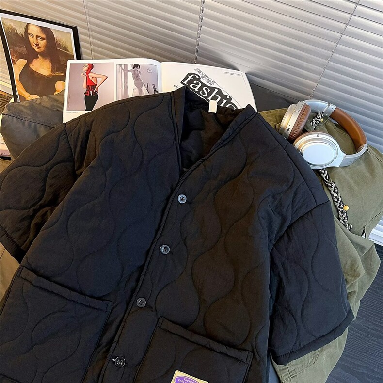 秋冬半袖棉衣加厚菱格棉服外套新款冬季宽松棉衣夹棉袄TTA59P78,男装T恤,星座1013-5