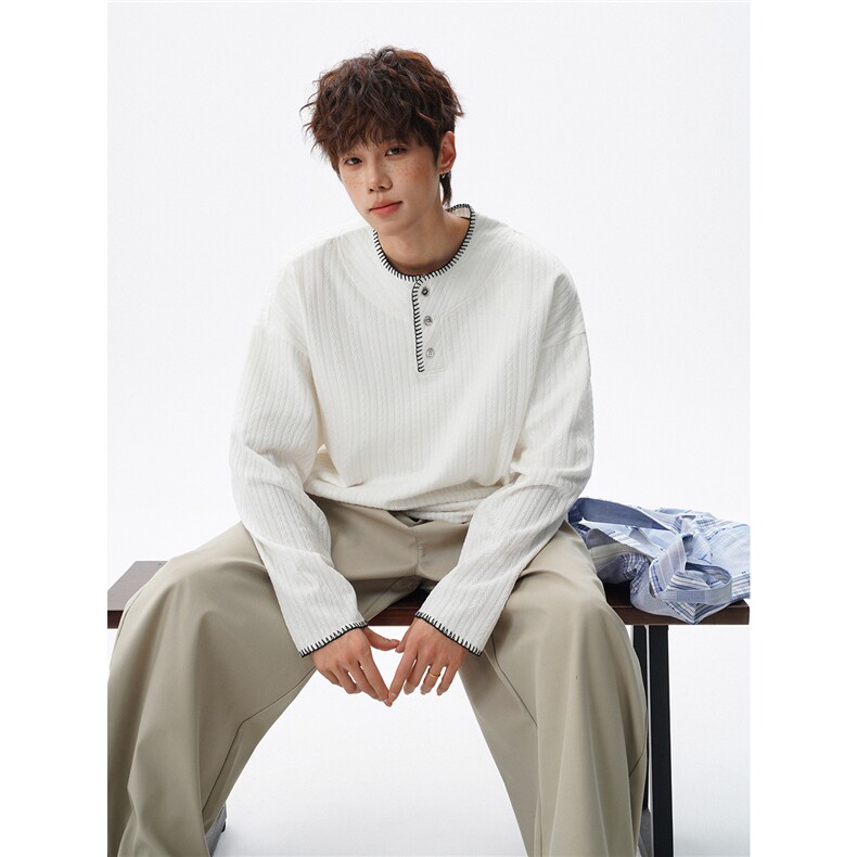 现货新款T26001-P38特控78大码中性撞色长袖卫衣T恤，男装T恤，电商D232