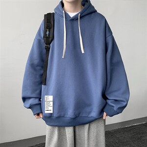 WY2045-P35纯棉连帽卫衣男大码运动帽衫宽松薄外套男