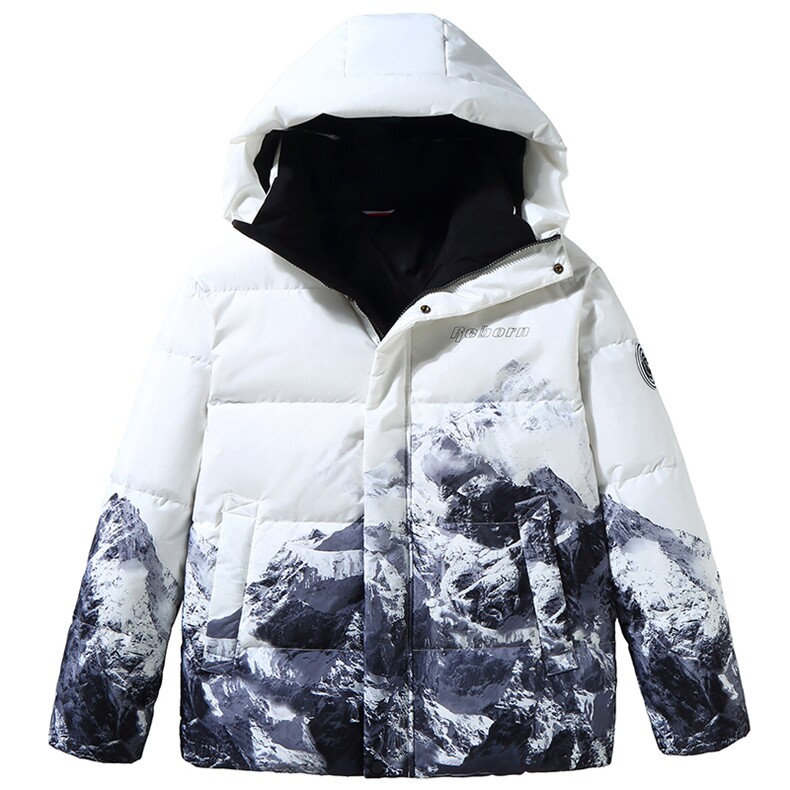 现货雪山款连帽时尚宽松轻薄白鸭绒扎染外套羽绒服R8833P100,男装羽绒服,星座301D-5(原星座1415）