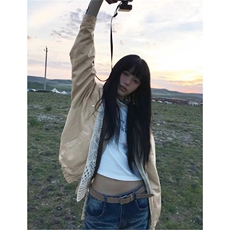 牛仔外套男女春秋款美式复古设计感宽松高级感休闲工装飞行员夹克，男装工装外套，星座506A