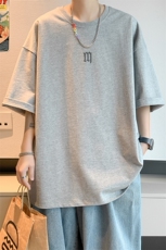 已注册/夏季内景纯棉港风宽松落肩短袖T恤男潮打底衫DT00064/P25，男装T恤，电商B316