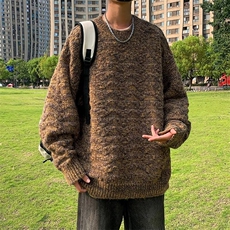日系马海毛混色毛衣男冬季潮流百搭针织慵懒风毛线衣MZ493-P49，男装针织衫/毛衣，星座412-2