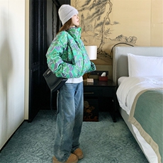 奶fufu粉色甜美牛角扣70白鸭绒羽绒服女冬新款小个子加厚短外套，女装羽绒服，2C158