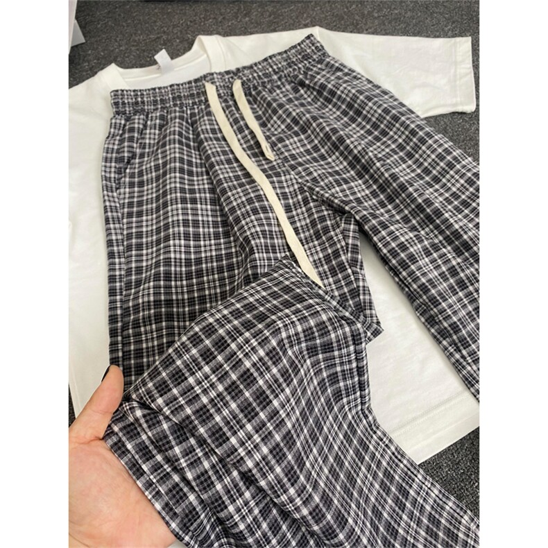 网图原版品质大货夏季格子裤男女宽松直筒休闲阔腿裤A648-P35，男装休闲裤，星座1505