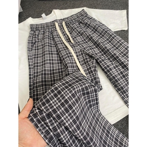 网图原版品质大货 夏季格子裤男女宽松直筒休闲阔腿裤 A648-P35,男装休闲裤,星座1505
