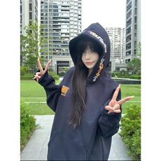 网图趣味刺绣字母宽松连帽卫衣帽衫外套A025-RW11101-P55加绒65，女装短外套，电商A025